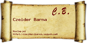 Czeider Barna névjegykártya